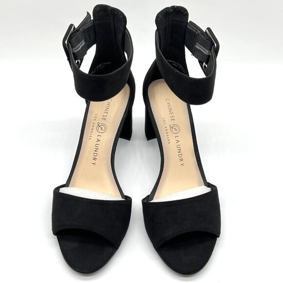 Chinese Laundry Womens‎ Size 6 Black Microsuede Heels Dress Sandals Shoes - Picture 3 of 14
